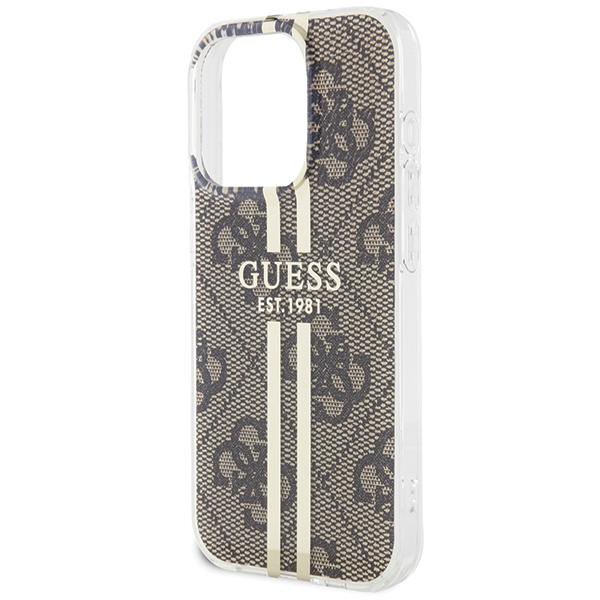 Guess Guhcp15Lh4Psegw Iphone 15 Pro 6.1 Brązowy/Brown Hardcase Iml 4G Gold Stripe