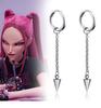 Anime  Demon Hunters Mira Cosplay Earrings Gothic Tassel Chain Eardrop Rivet Pendant Hip Hop Ear Jewelry Accessory Earring
