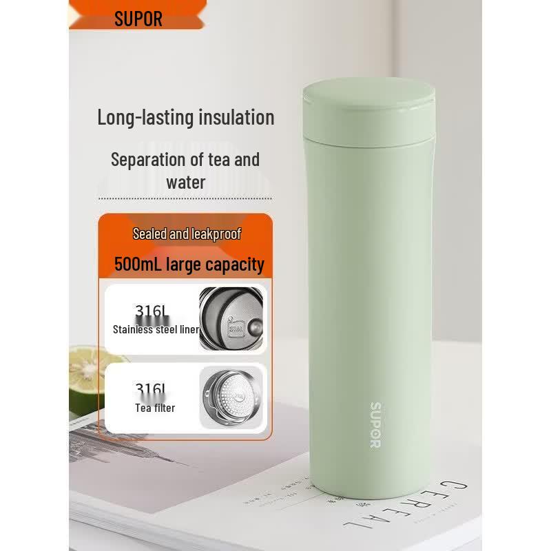 SUPOR 316L Stainless Steel Vacuum Insulated Tea Mug, 500ML