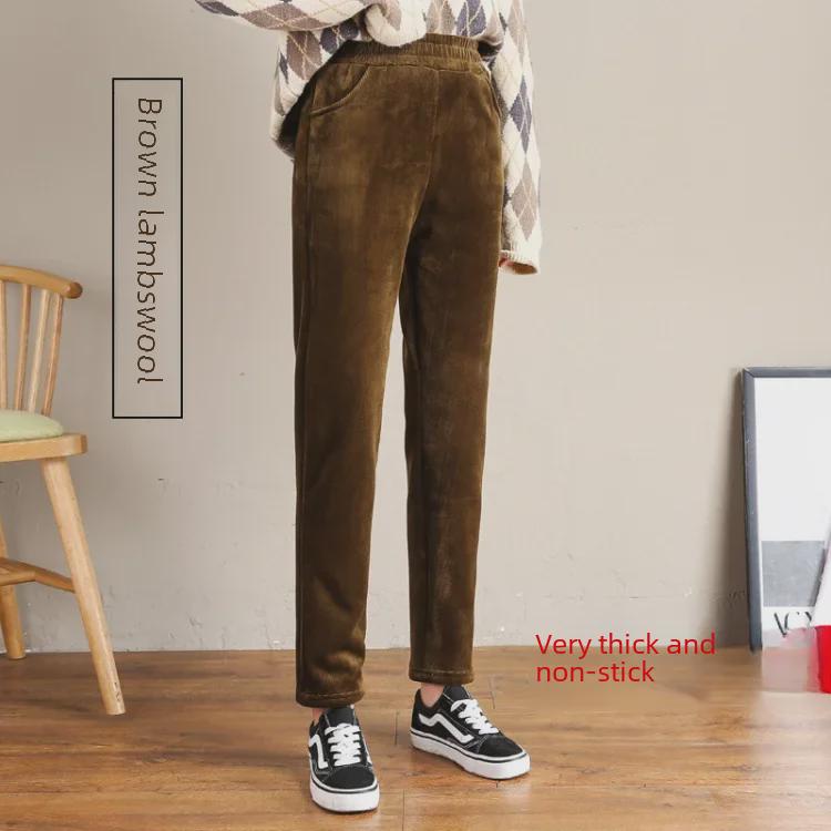 Women's Thick Corduroy Harem Pants - Plush, Casual, Loose Fit for Autumn & Winter