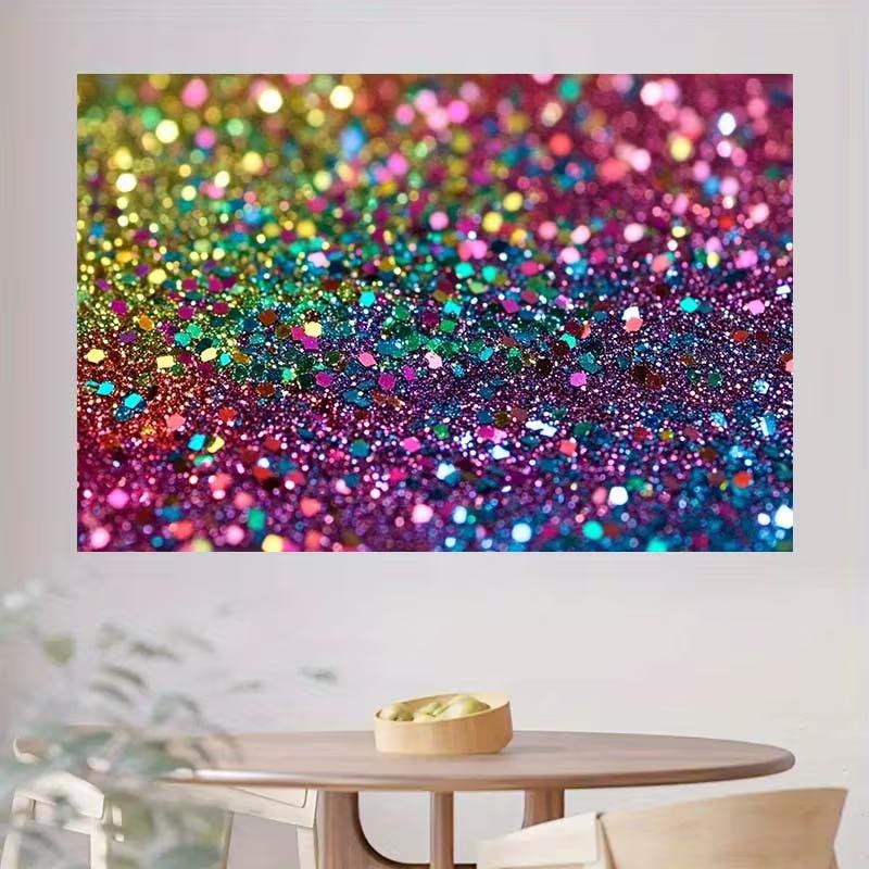 Sfondo Fotográfico Glitter Arcobaleno 2D Scintillio Colorato Sfondo per Feste