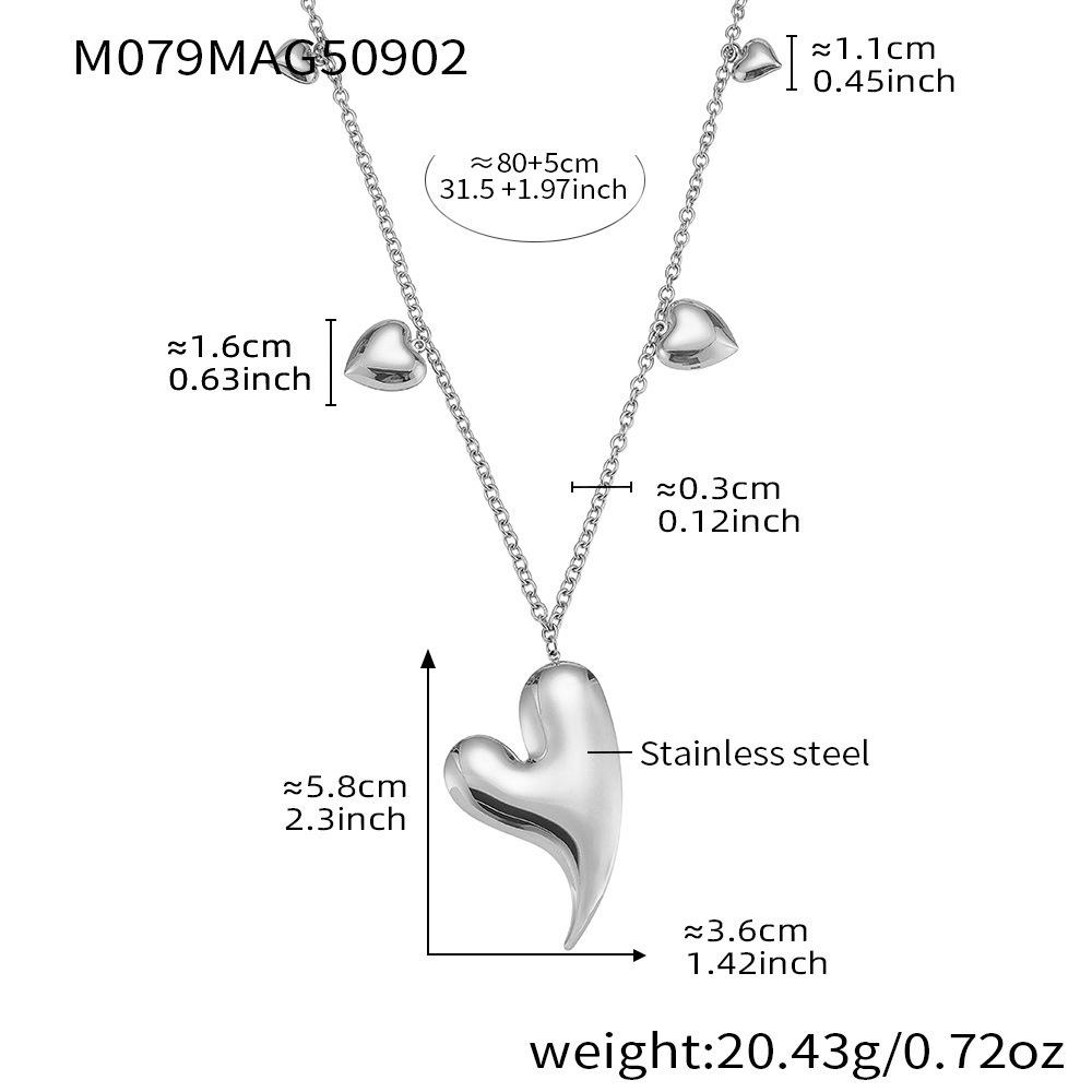Qiong Yao 18K Gold Plated Double Layer Peach Heart Sweater Chain Necklace