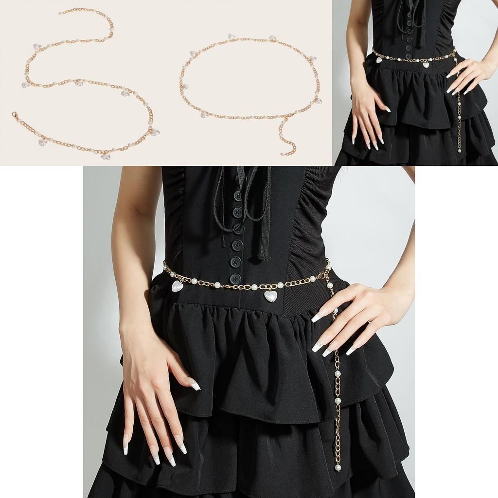 Fashion Faux Pearl Waist Chain With Metal Chain For Summer Womens Party Wear