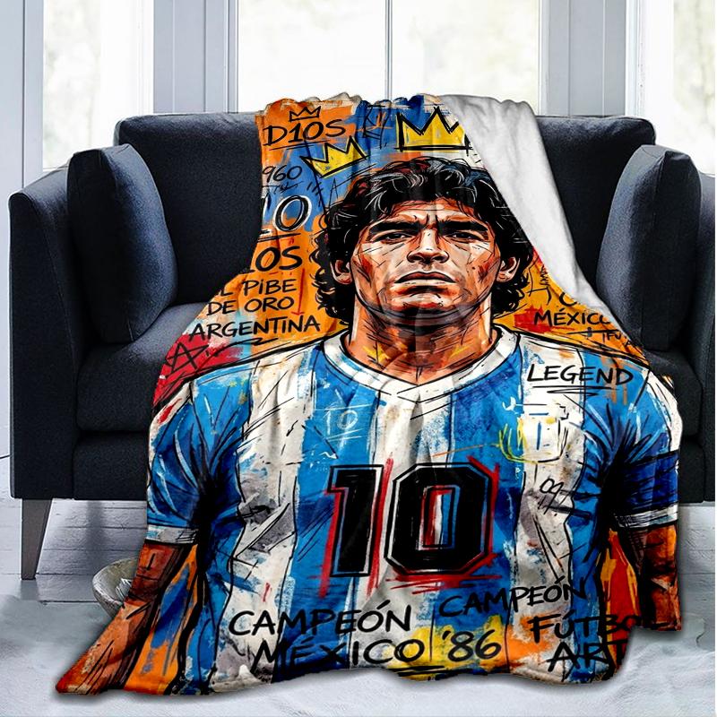 Diego Maradona Print Flannel Blanket, Soft Warm Lightweight Throw Blanket for living Room,Sofa Bed Camping office