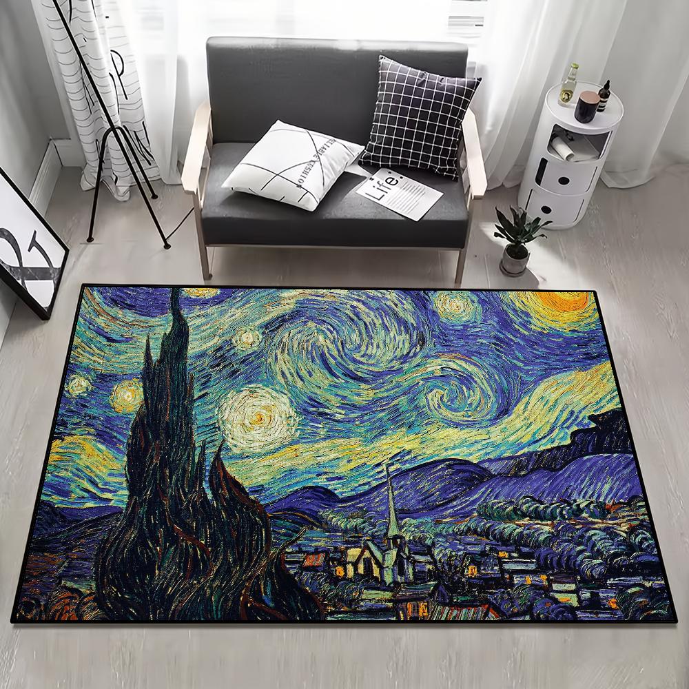 Umění olejomalby související s Van Goghem Vstupní rohožka Vítejte Vstup Balkon Koupelna Podlaha Protiskluzová rohožka Koberec do ložnice Domácí dekorace