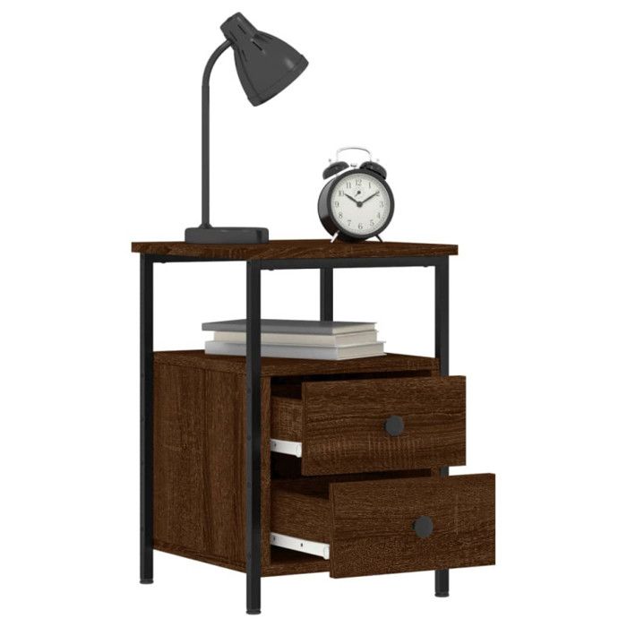 VidaXL Tables de chevet 2pcs chêne marron 34x35,5x50cm bois ingénierie 826022