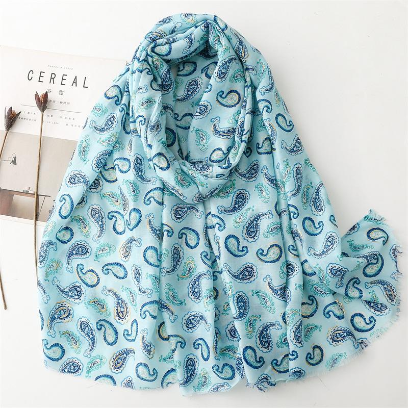 

Luxury Bohemian Styles Paisley Women Scarf Shawl Warm Cotton Linen Feeling Tassel Pashmina Muslim Hijab Wrap Viscose Turban 88x180cm