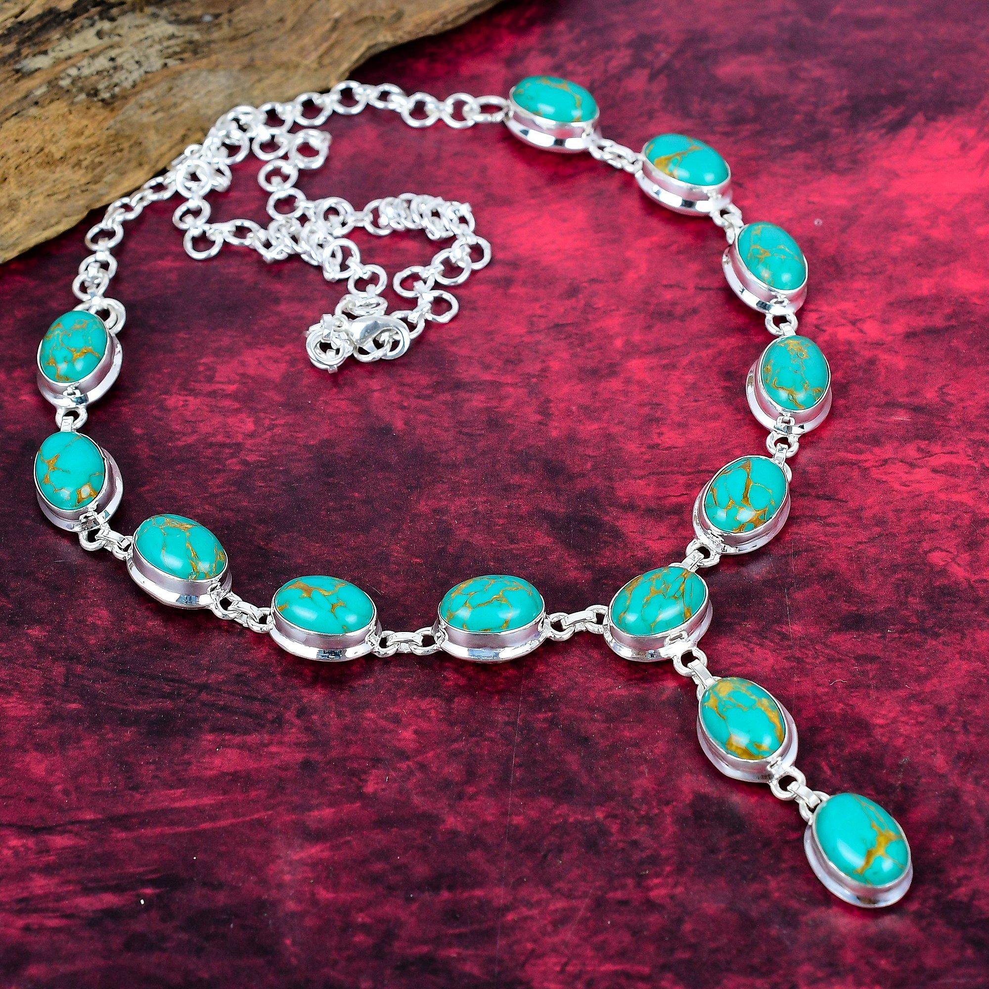 

Ожерелье из драгоценных камней из бирюзы Аризоны, ожерелье из стерлингового серебра 925 пробы, регулируемая цепочка, антикварные ювелирные изделия ручной работы, подарок для матери