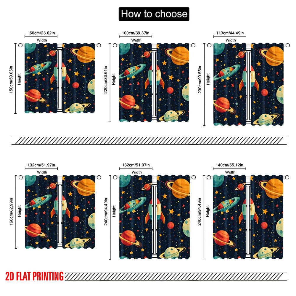 2D flat printing 2pcs Window Curtains Cubes Curtains - Girls Kids Rainbow Versatile Polyester,Without Electricity Birthday Party