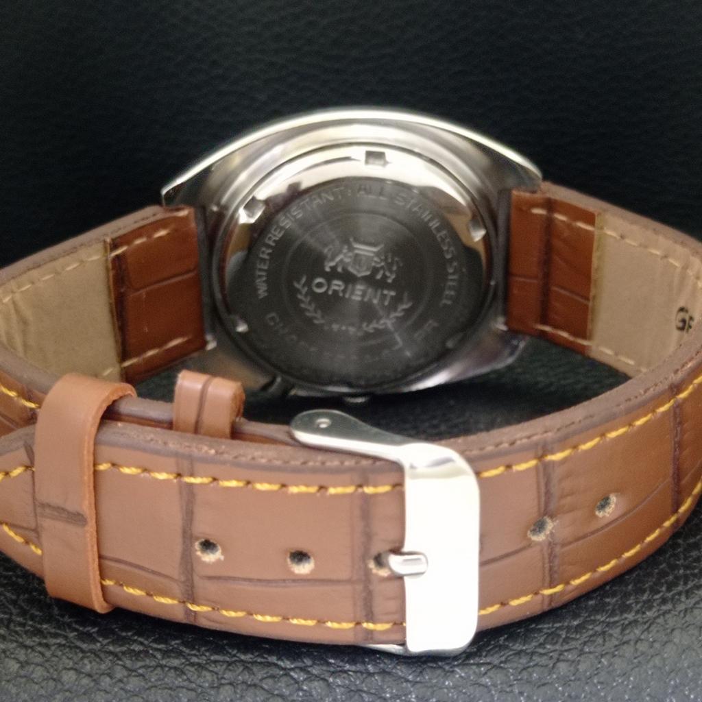 JAPAN VINTAGE ORIENT CRYSTAL AUTOMATIC 46943 MENS CREAM DIAL WATCH A703411-1 R213c-a703411
