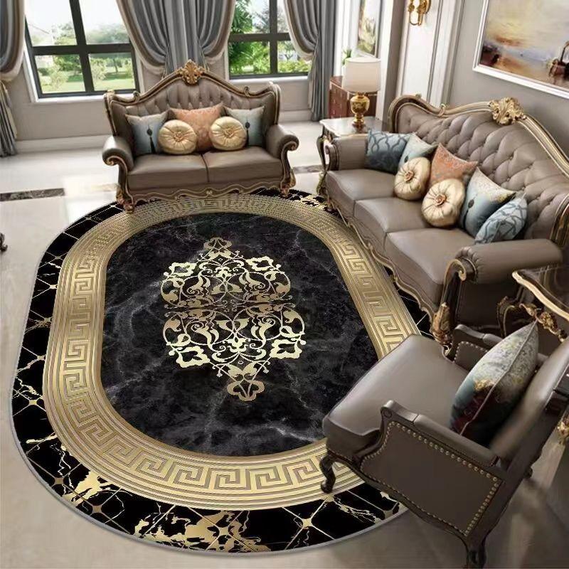 

1 шт. Винтажный коврик овальной формы с персидским узором, Роскошный мягкий овальный коврик, Европейский ретро-стиль, Подходит для гостиной, спальни, столовой зоны, прихожей 100*160CM