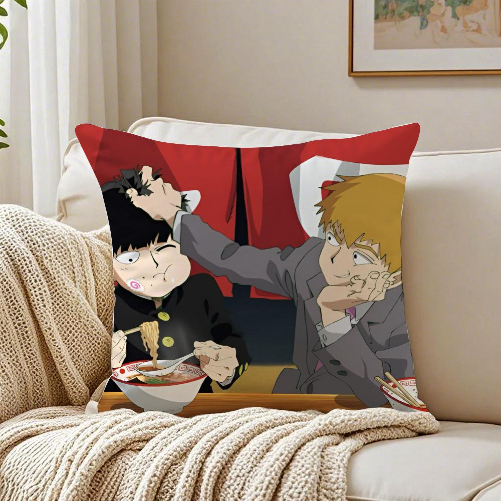 Action Japanese Anime MMob Psycho 100 Cushion Cover Pillowcase Antidustmite Living Room Sofa Decor Cushion Room