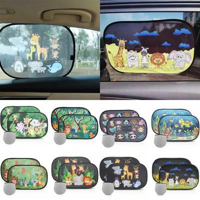 Lot de 2 pare-soleil de voiture avec sac de rangement, pare-brise latéral, fenêtre de toit, dessin animé, pour enfants et adultes