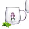 Ecarla Szklanka Z Uchem Różowym Ze Szklanym Tulipanem W Środku 400Ml Szk129