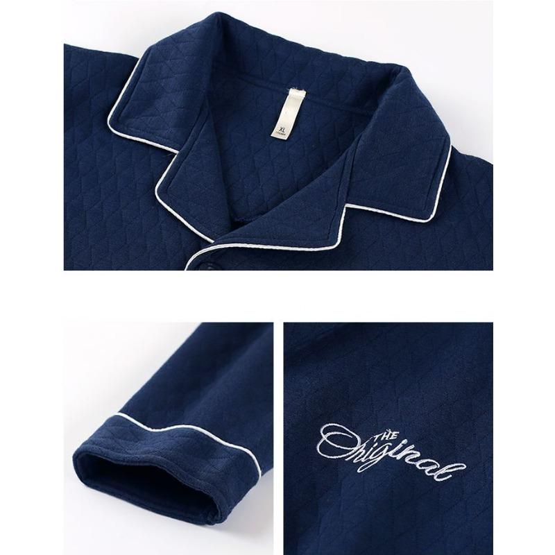 New Men Pajamas Autumn Winter Cotton Long-sleeved Loungewear Cotton Padded Plus Homewear Plus Plus Plus Size Sleepwear Suit
