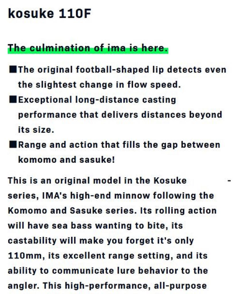 Sale Ima Kosuke 110F Floating Lure 004 (2758)