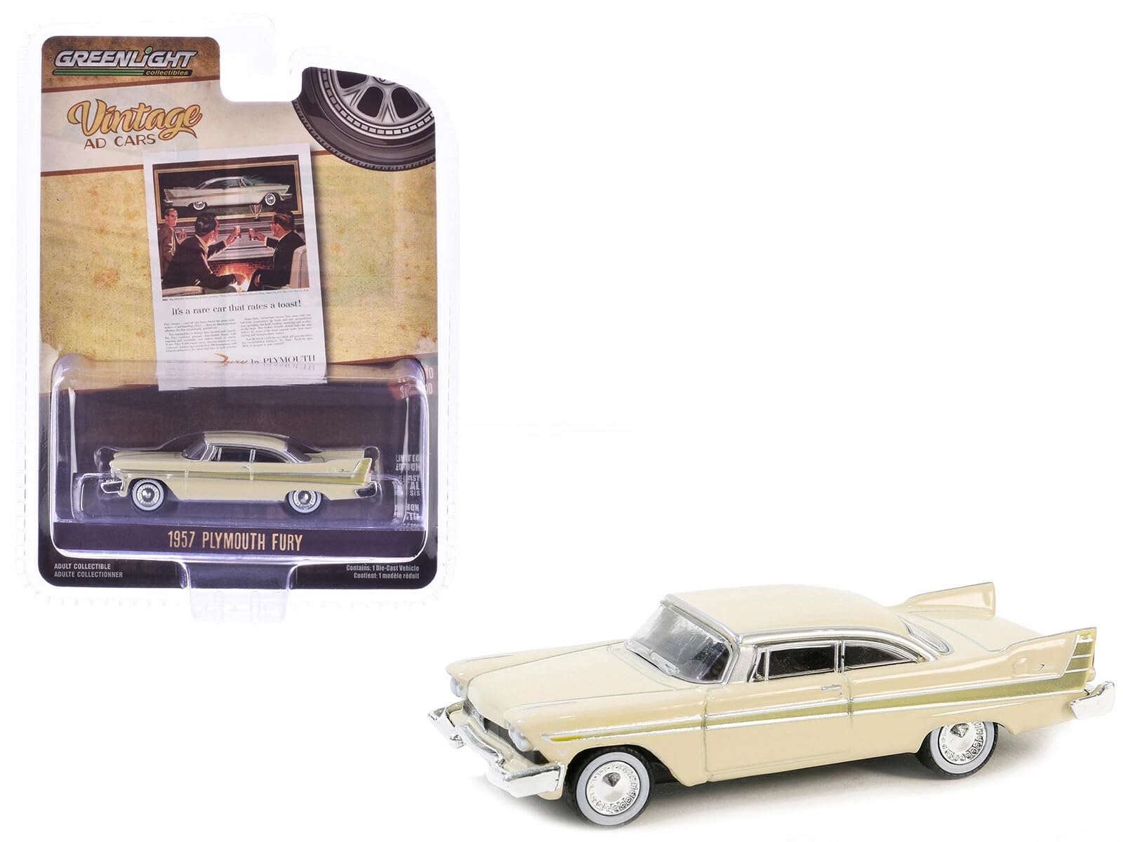 

Greenlight 1/64 Scale Plymouth Fury 1957 Beige (Vintage Ad Cars) [Parallel Import]
