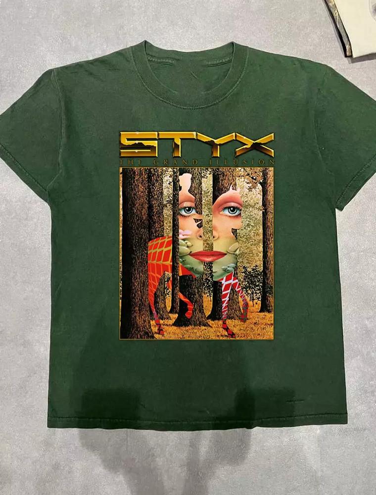 Styx Band The Grand Illusion Tour 2025 T Shirt Full Size S-5XL Unisex T-Shirt XXL