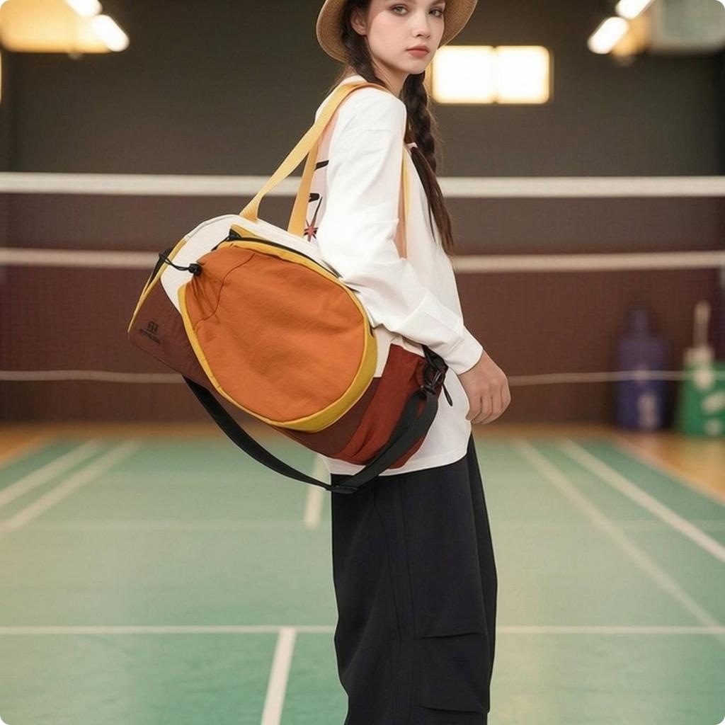 Cylindrical Duffel Bag with Wet Dry Separation Long-Lasting for Fitness, Gym
