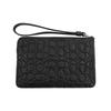 COACH Boxed 16 Presbyopic Embossed Zipper Closure Leather Coin Mahjong Bag Clutch Small Women's Black