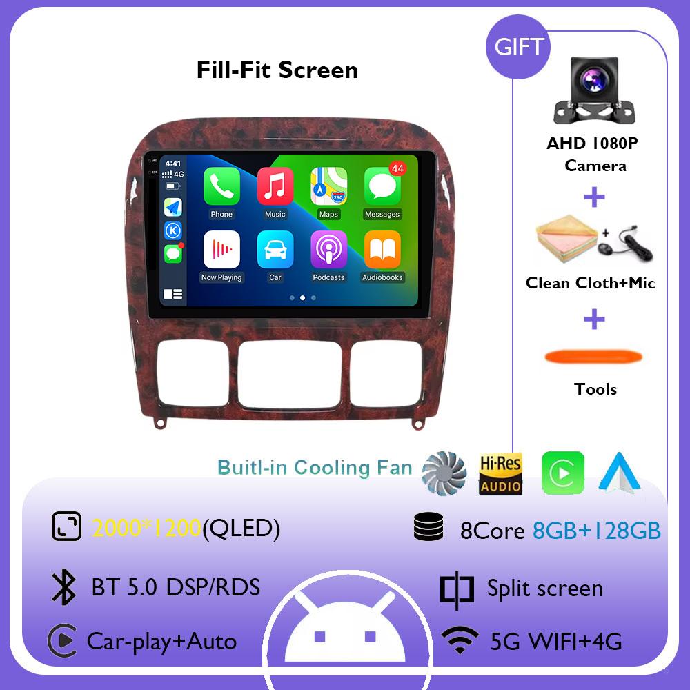 Android 14 Carplay Auto For Mercedes Benz S-Class S Class W220 VV220 1998-2005 Car Radio Navigation GPS Multimedia Video Player
