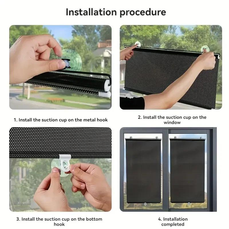 Suction cup telescopic sunshade sunscreen curtain heat insulation sunshade