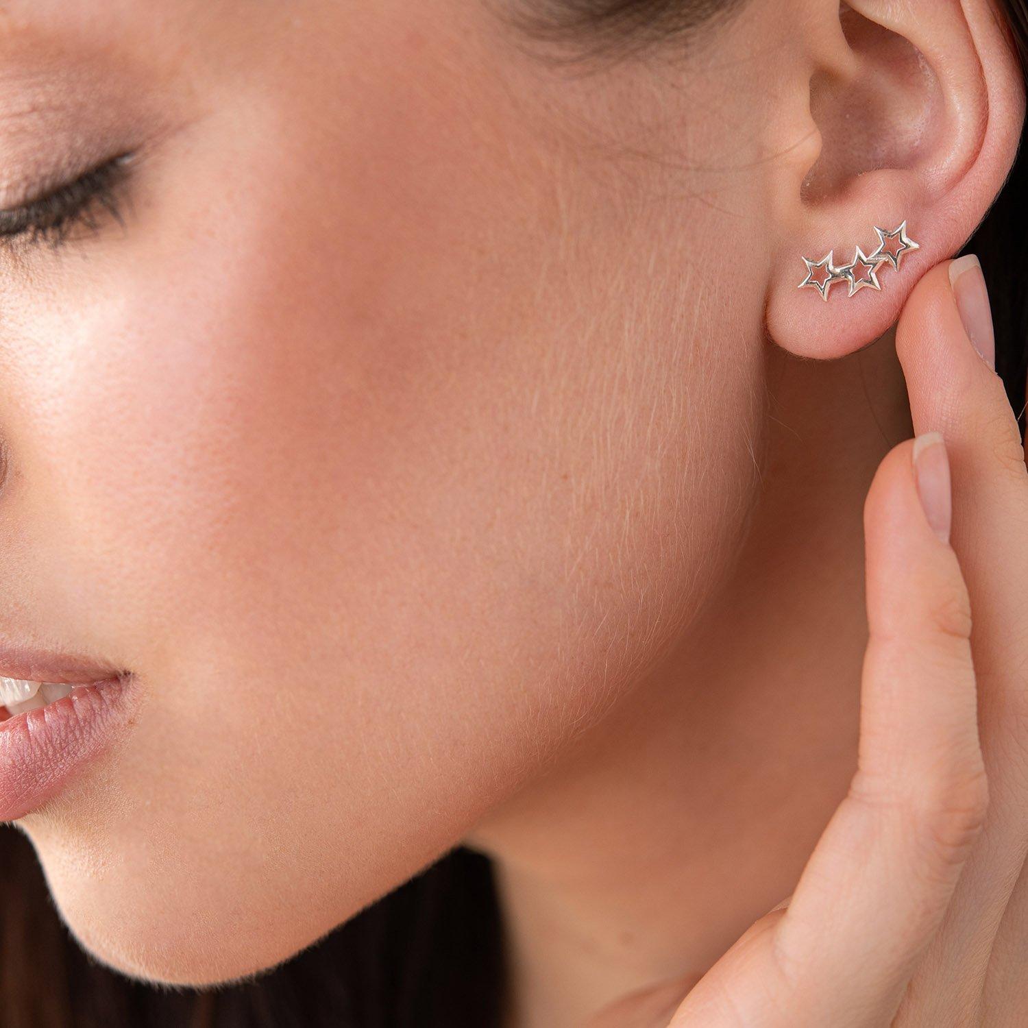 

Срібні сережки-пусети Зірочки Oniks срібний