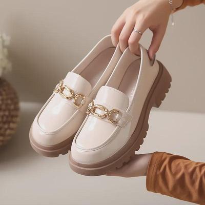 2025 Women's Thick-Soled Lace-Up Loafers: Versatile British Style for Spring & Summer