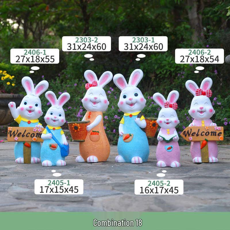 Outdoor Cartoon Rabbit Garden Decoration - Animal Flower Pot Sculpture for Kindergartens and Courtyards