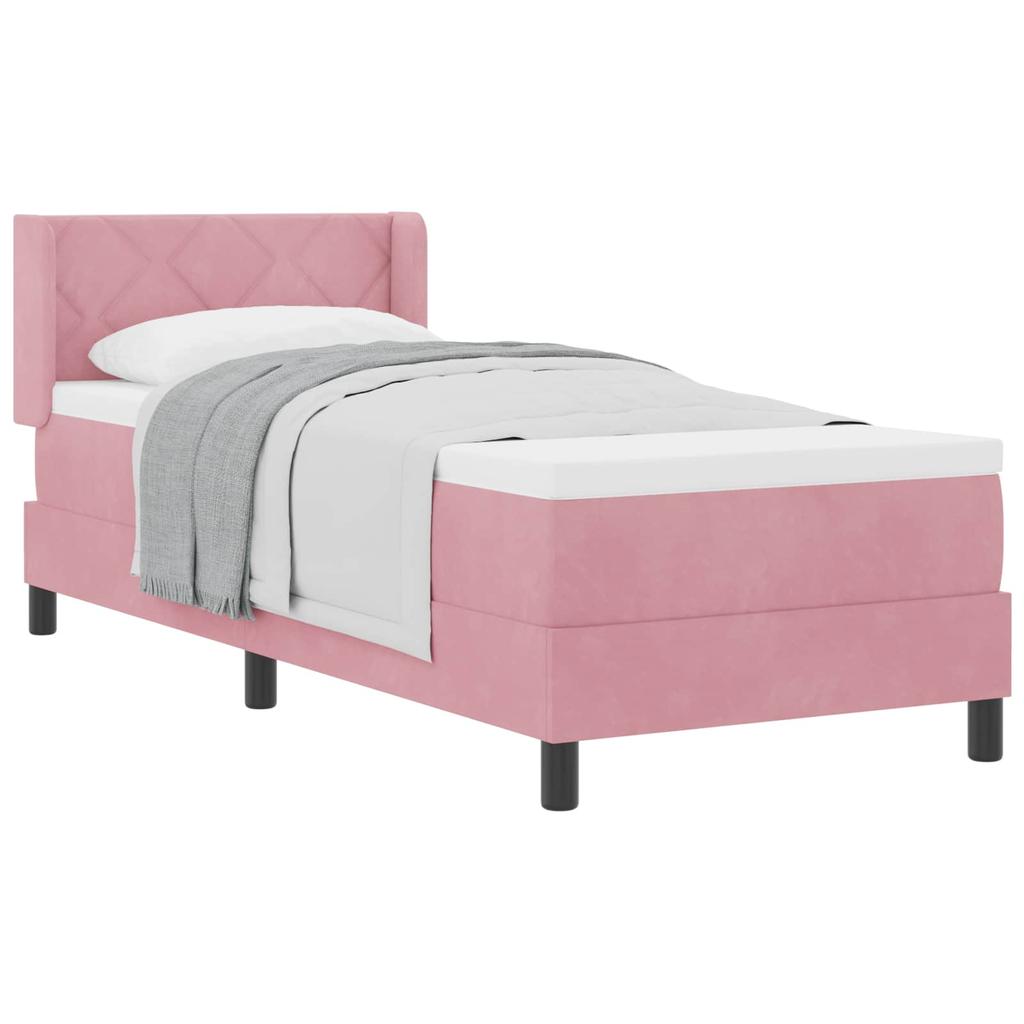 Box Spring Bed with Headboard Pink 200 X 80 Cm Velvet
