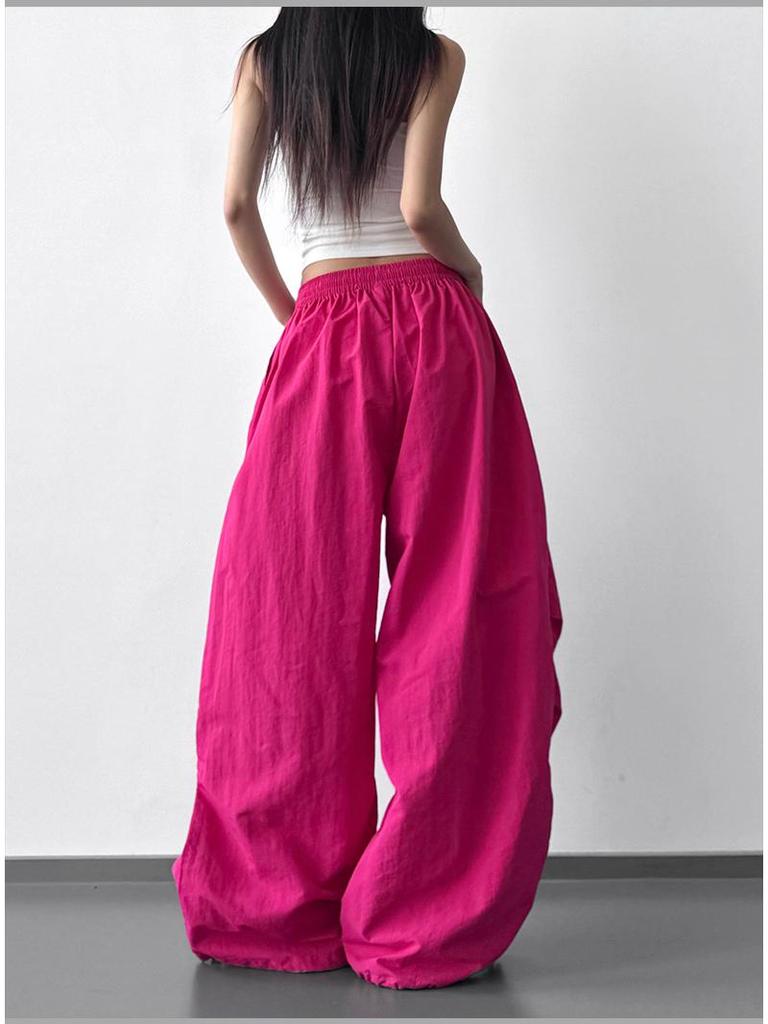 2026 Spring/Summer Women's Blue High-Waisted Wide-Leg Cargo Pants