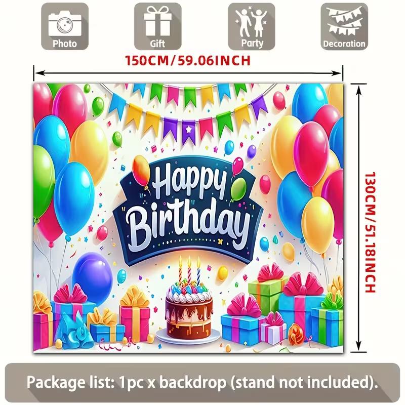 2D Kids Bright Confetti Birthday Party Photo Booth Banner