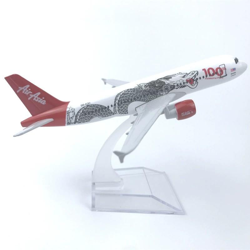 Alloy Airplane A320 16cm Air Asia White Dragon Airways Aircraft 1/400 Scale Plane Model Gift For Collection Home Decoration
