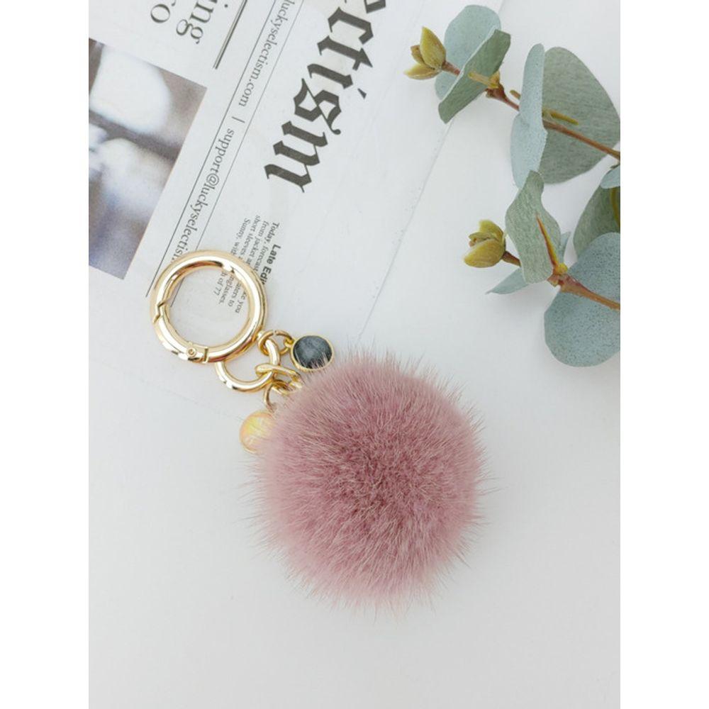 LALA Natural Mink Fur Keychain - Pink