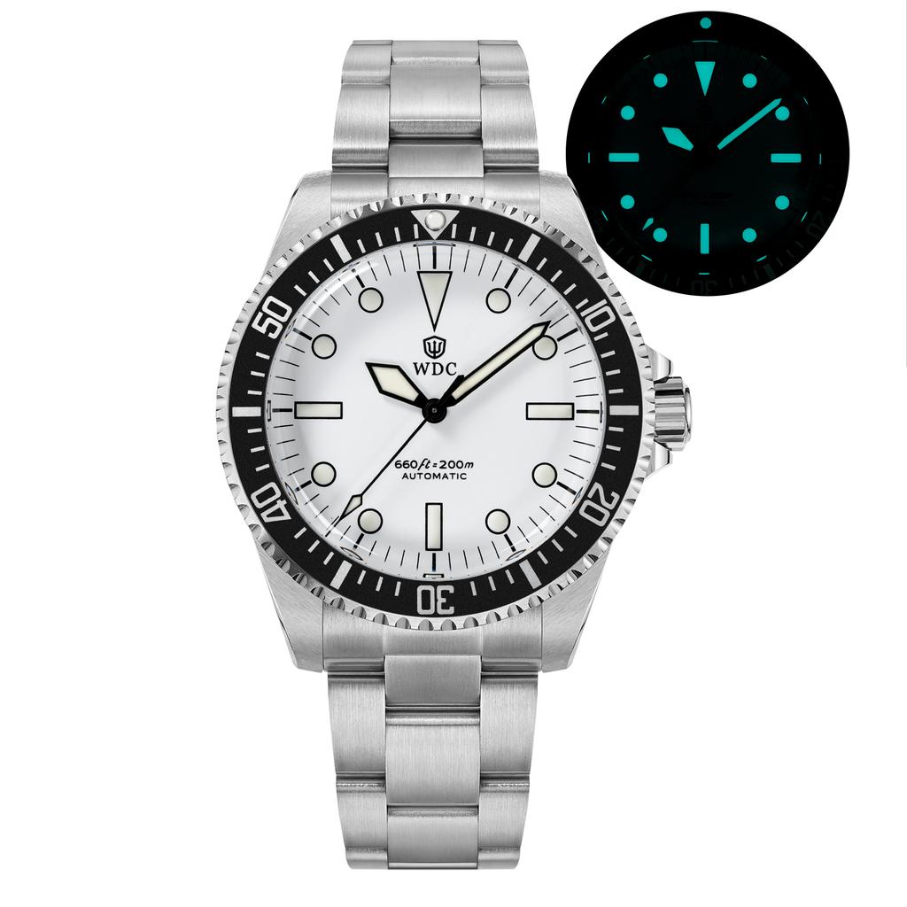 Watchdives WD5513B Automatic Watch PT5000 200M Diver Top Hat Bubble Sapphire 316L Steel Luminous Aluminum alloy bezel Men Watch