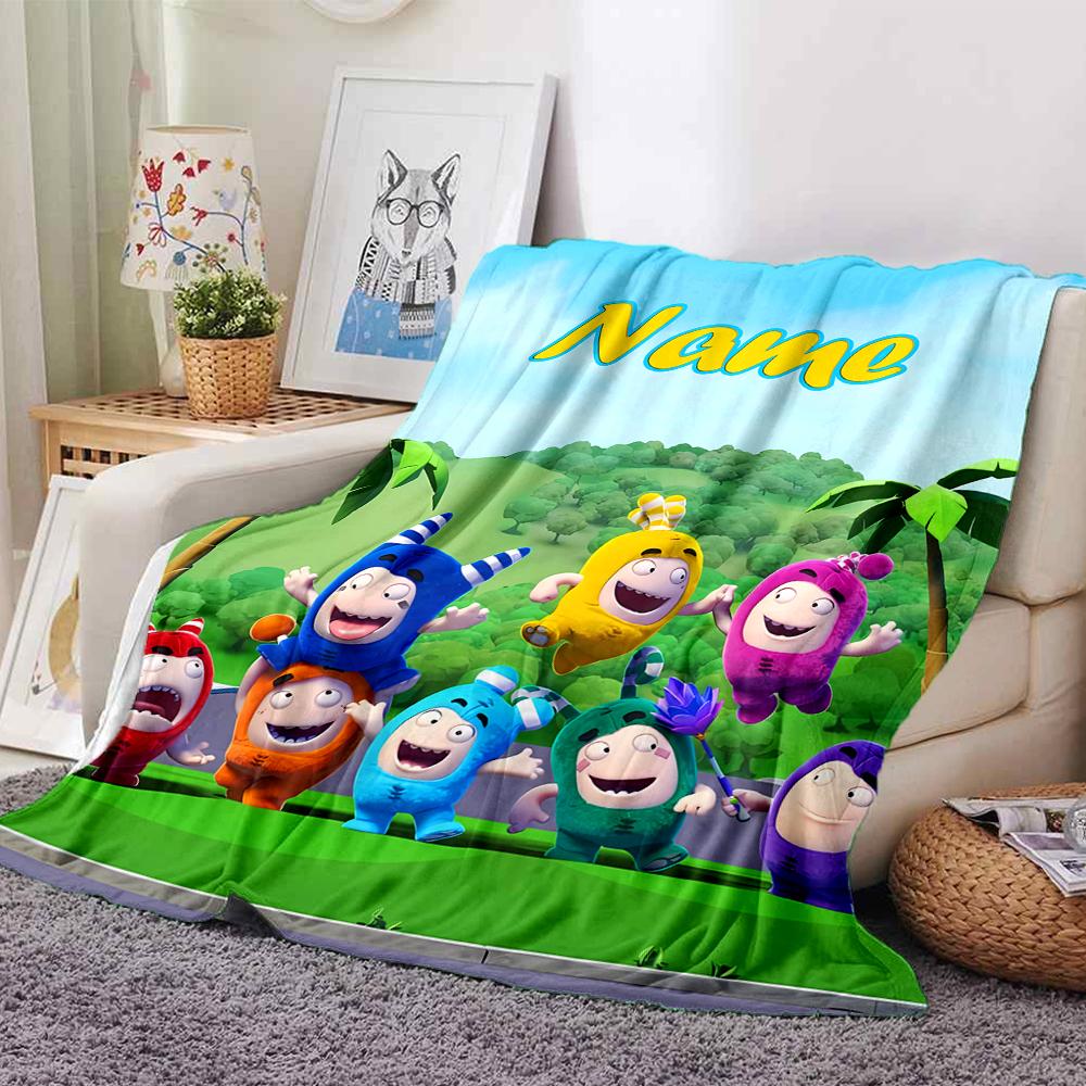 Coperta Personalizzata con Nome Personalità Oddbods Morbida e Calda per Divano Ufficio Letto Viaggio Pausa Pranzo, Regalo Adatto a Tutte le Stagioni