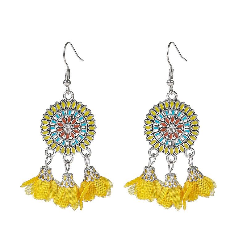 Long fringed earrings Bohemian water drop fringed earrings Ethnic vacation style stud earrings