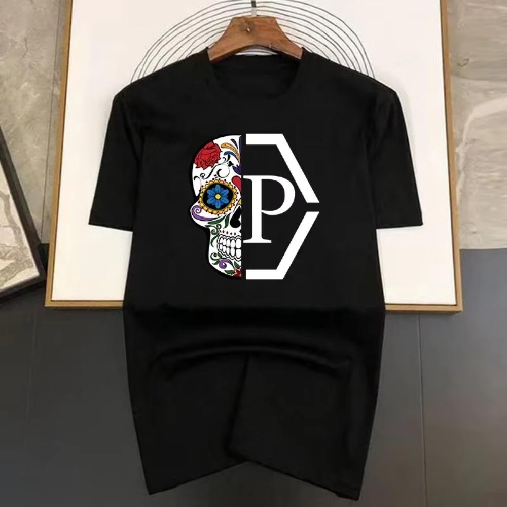 

Брендовая летняя футболка с принтом полуцветка и черепа Y2k с короткими рукавами, роскошные футболки, свободные мягкие топы из чистого хлопка, азиатский размер S-7XL XXXXXL