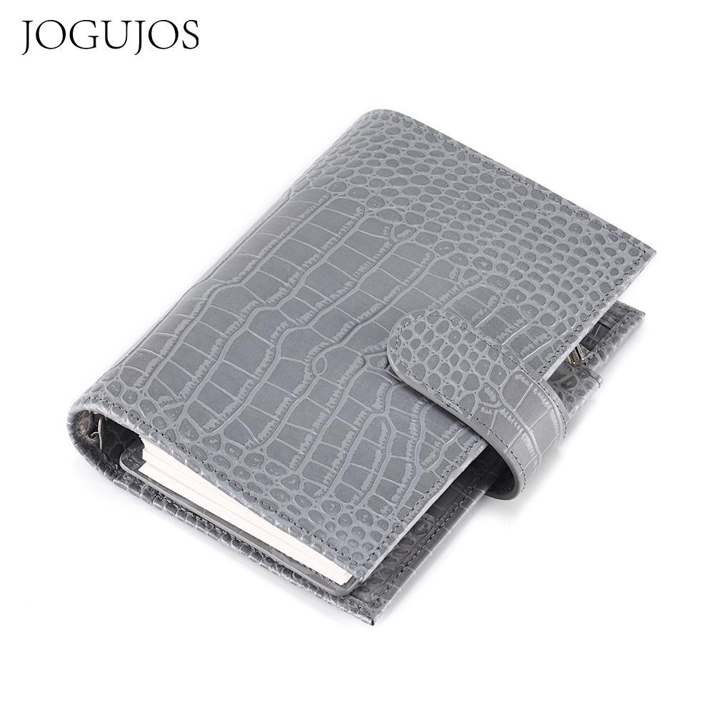 Portable Crocodile Pattern Leather Notebook with Card & Cash Slots