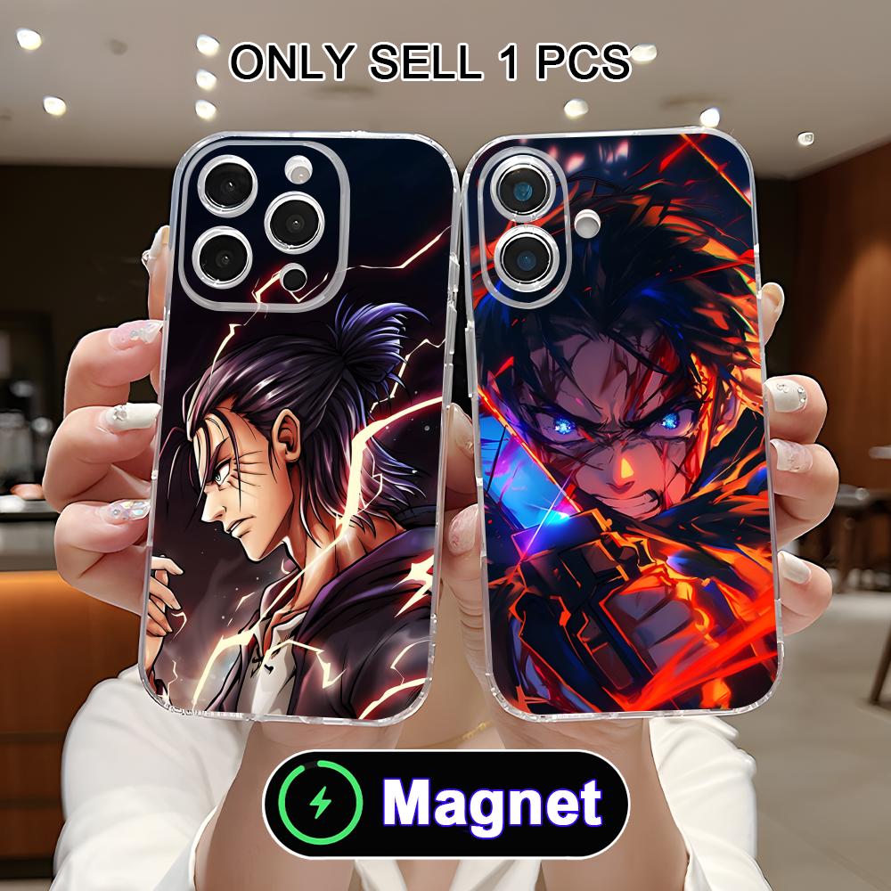 AOT Eren Yeager Clear TPU Magsafe Mobile Phone Case for iPhone 17 16 15 14 13 12 11 Air Pro Max Plus Mini Colorful Cover