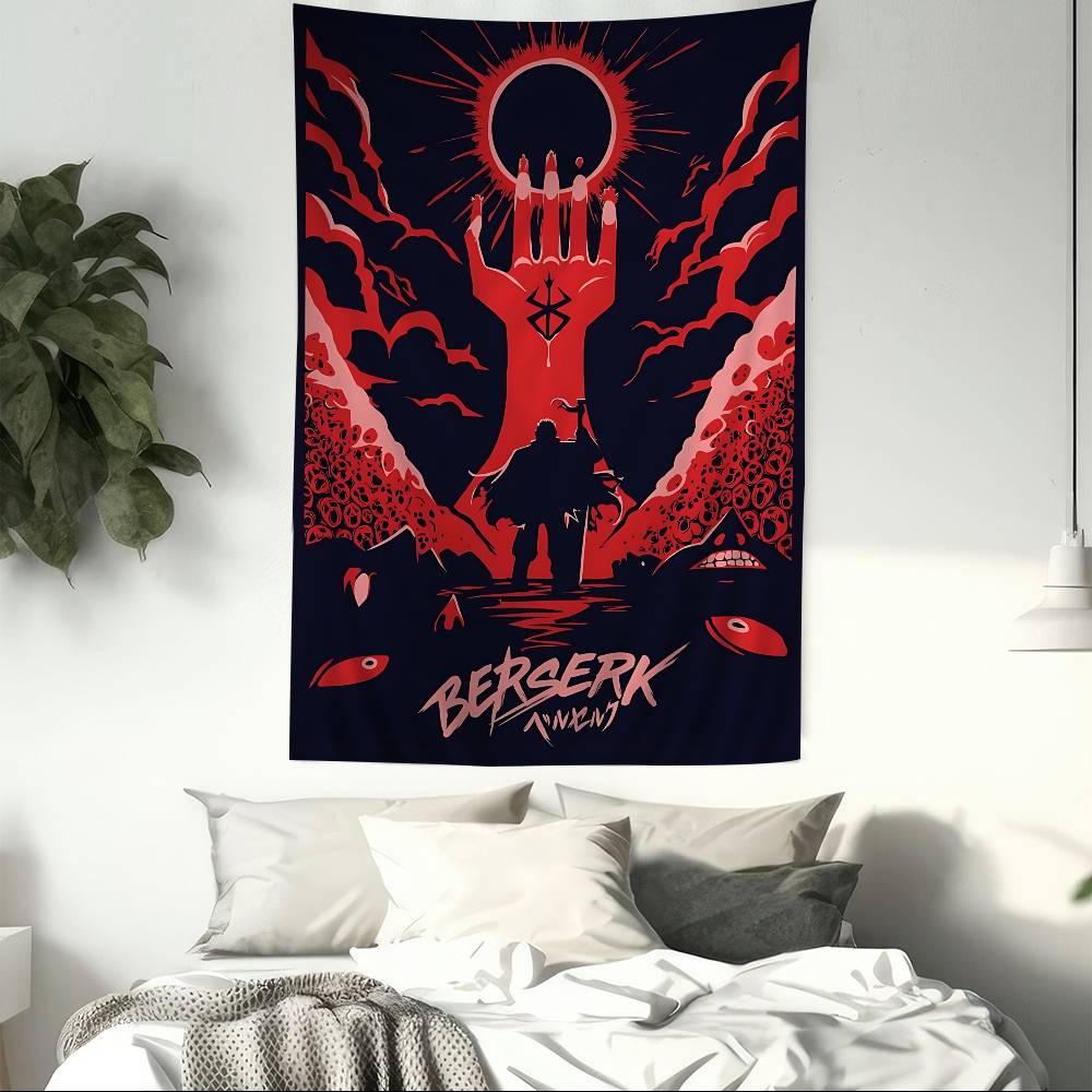 Berserk Black Swordsman Wall Tapestry  Dark Fantasy Aesthetic Edgy Room Decor for Seinen Anime  Kentaro Miura Fans