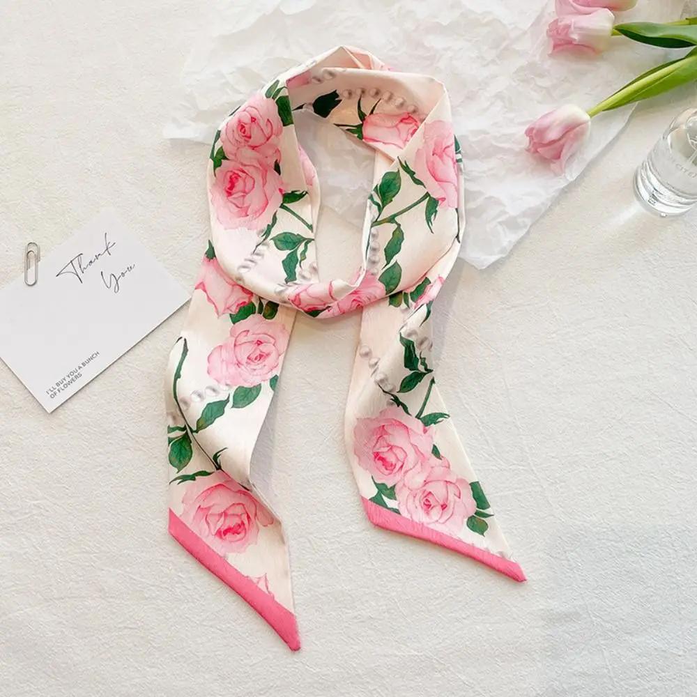 Chinese Style Floral Headband Oil Painting Headscarves Ribbon Hair Ribbon Scarf Floral Scarf Butterfly Tie Hair Floral Bands