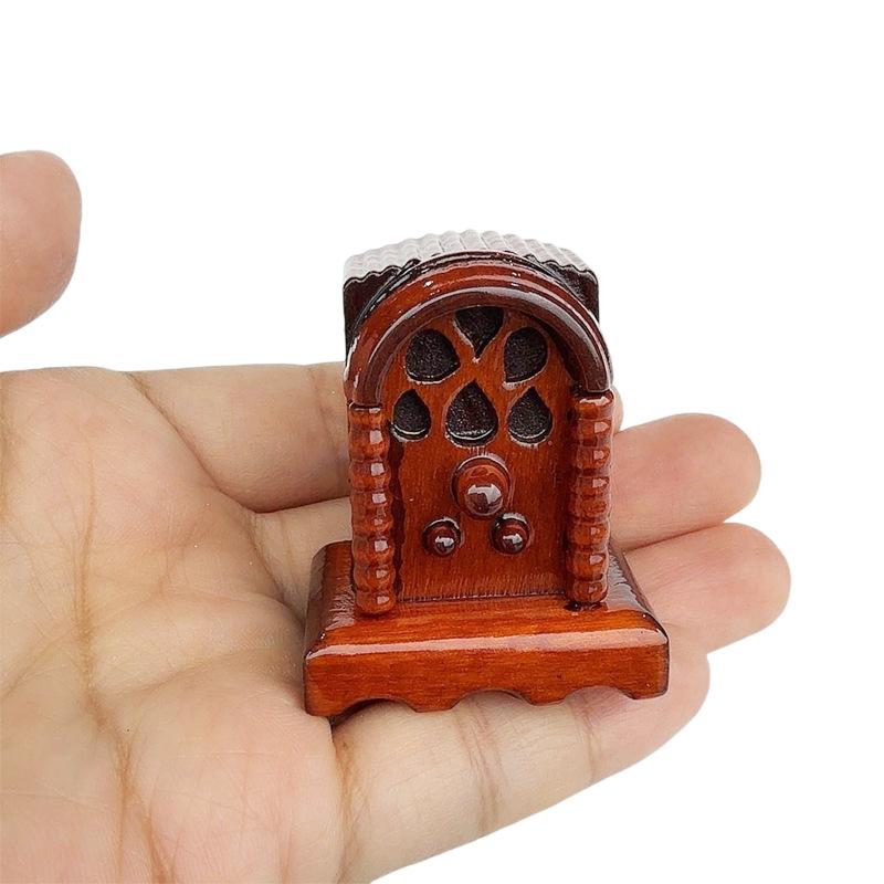 1Pc 1/12 Dollhouse Miniature Furniture Vintage Wooden Radio Model Toy for Children Dollhouse Decoration Accessories
