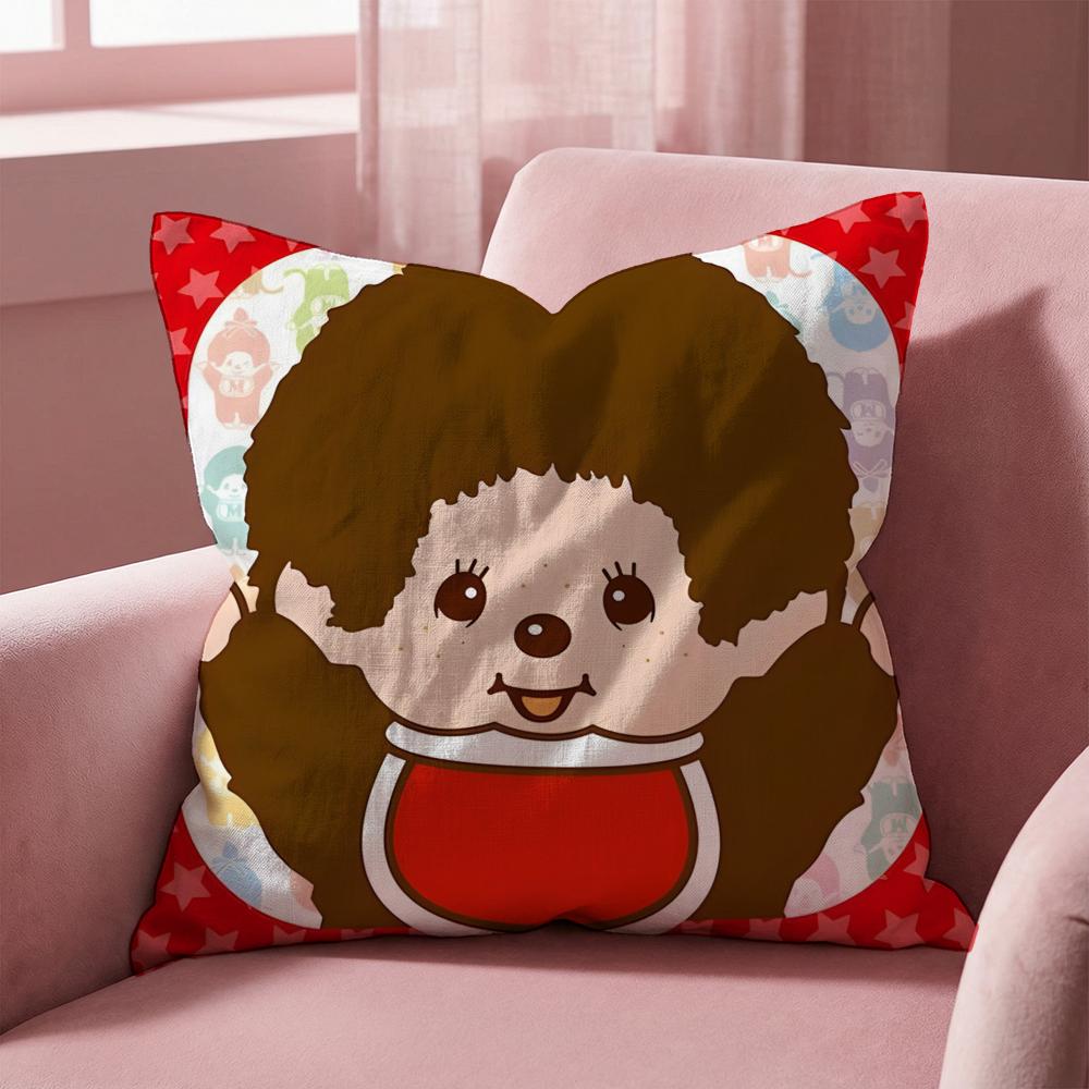 Cartoon M-Monchhichis Cushion Cover Multi-Scene Pillow Cover for Home & Car - Reversible, Soft & Durable for Daily Use