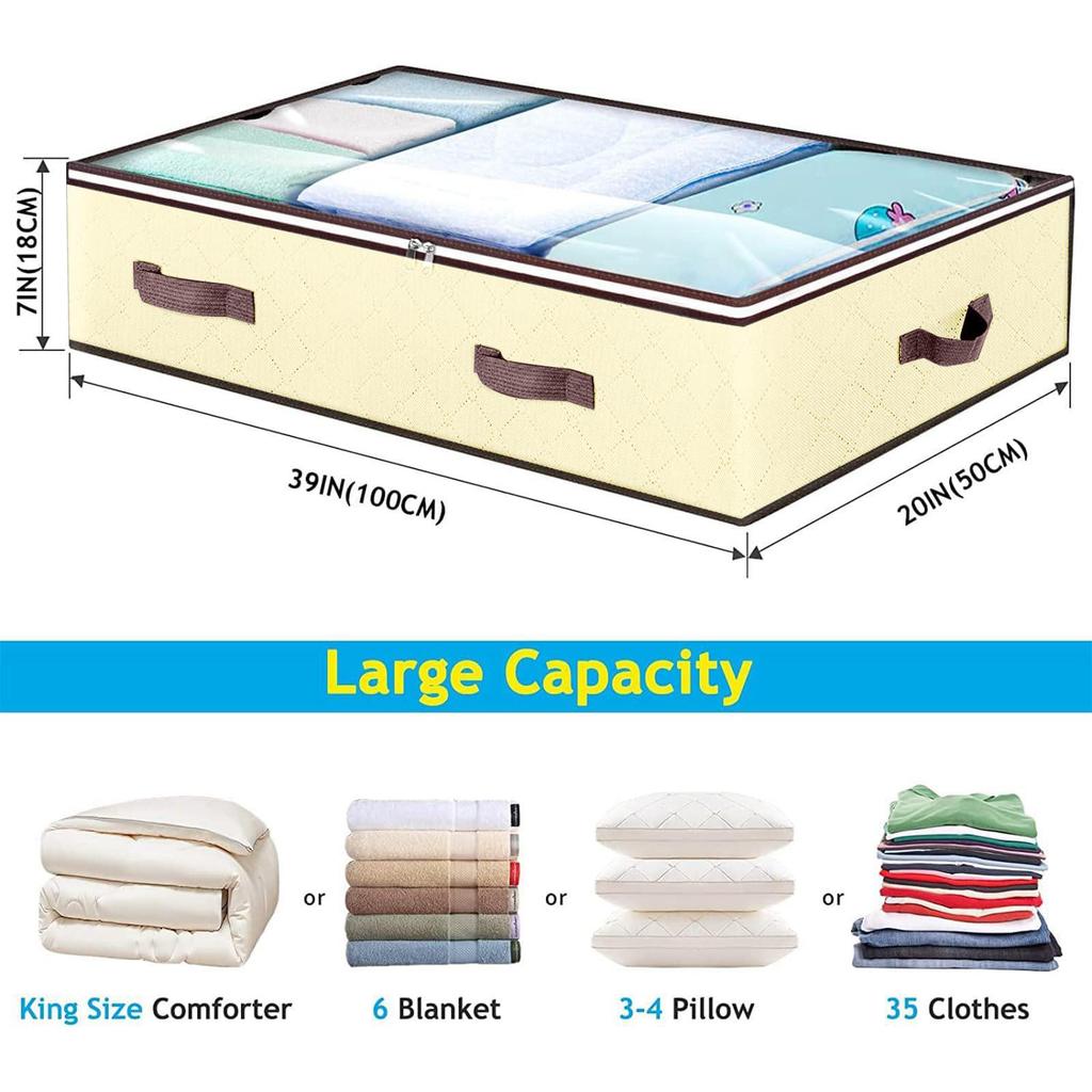 Składana torba do przechowywania pod łóżkiem z czterema uchwytami na ubrania i kołdry