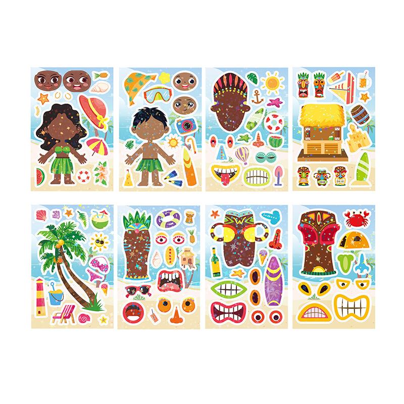 8Pcs Diy Stickers Puzzle Face Changing Stickers Animal Assemble Game Montessori Cognition Educational Toys For Children Kids