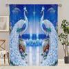 2pcs- Elegant Peacock Polyester Curtains, Bathroom, Bedroom, Living Room, and Family Room Decorative Curtains