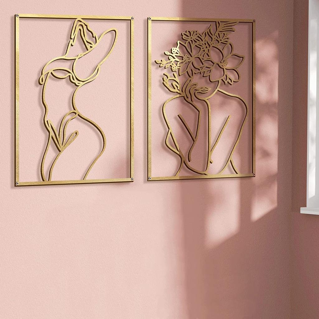 Abstract Home Decoration Woman Iron Wall Hanging Wall Line Drawing Wall Decor Modern Metal Body Outline Poster Bedroom Decor