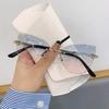Nuevas gafas de sol de lujo sin montura con diseño de ojo de gato y degradado para mujer, gafas de sol de marca de moda para viajes y conducción, gafas UV400