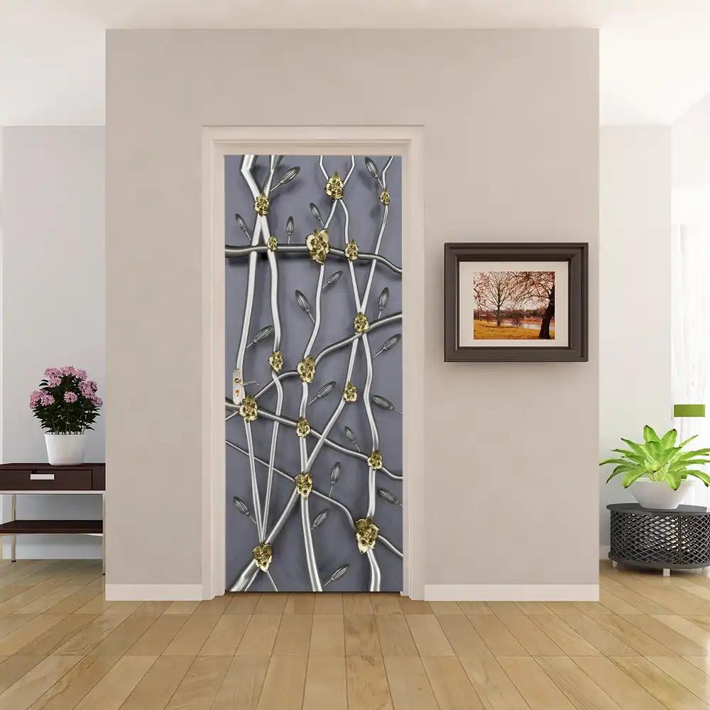 Retro Themed Kitchen Decoration PVC Door Sticker - a Festive Door Decoration That Can Be Easily Removed, Suitable for Kitchen, Guest Room
